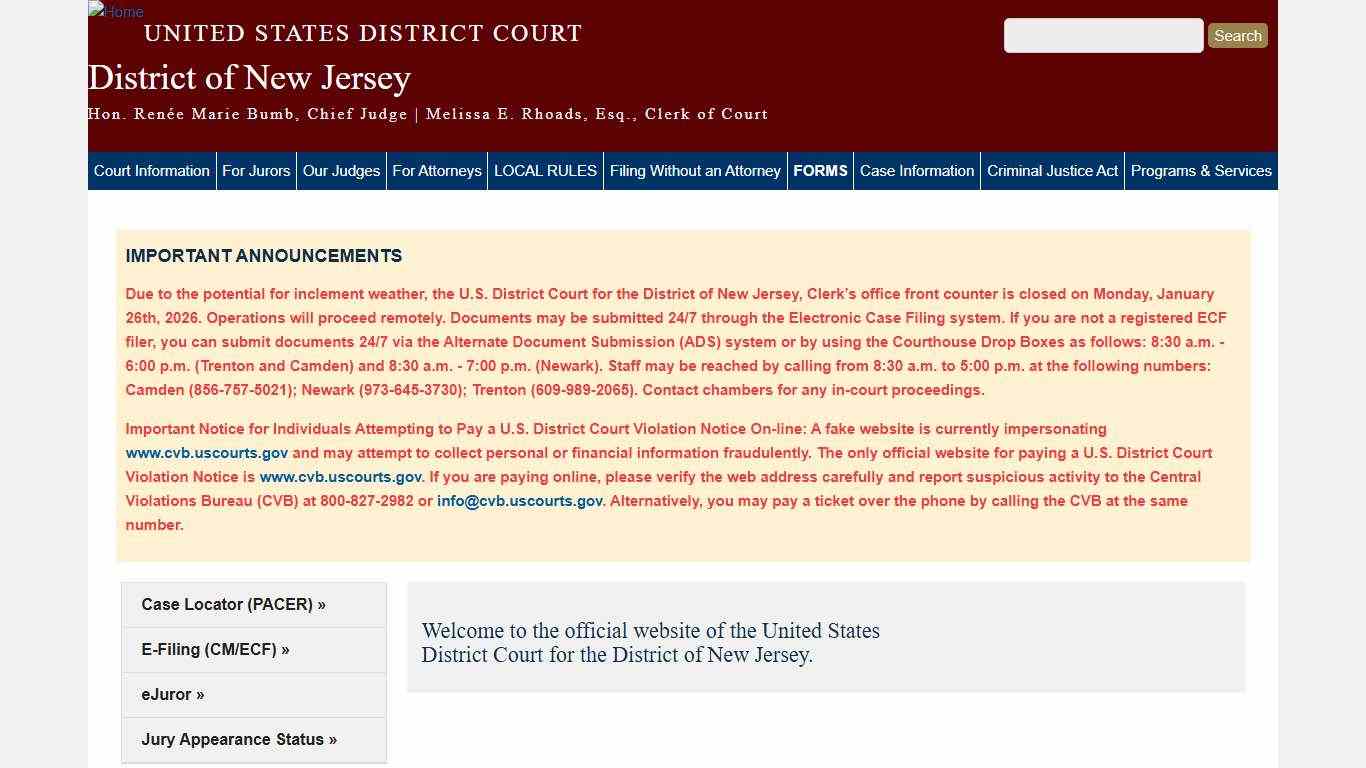 District of New Jersey United States District Court