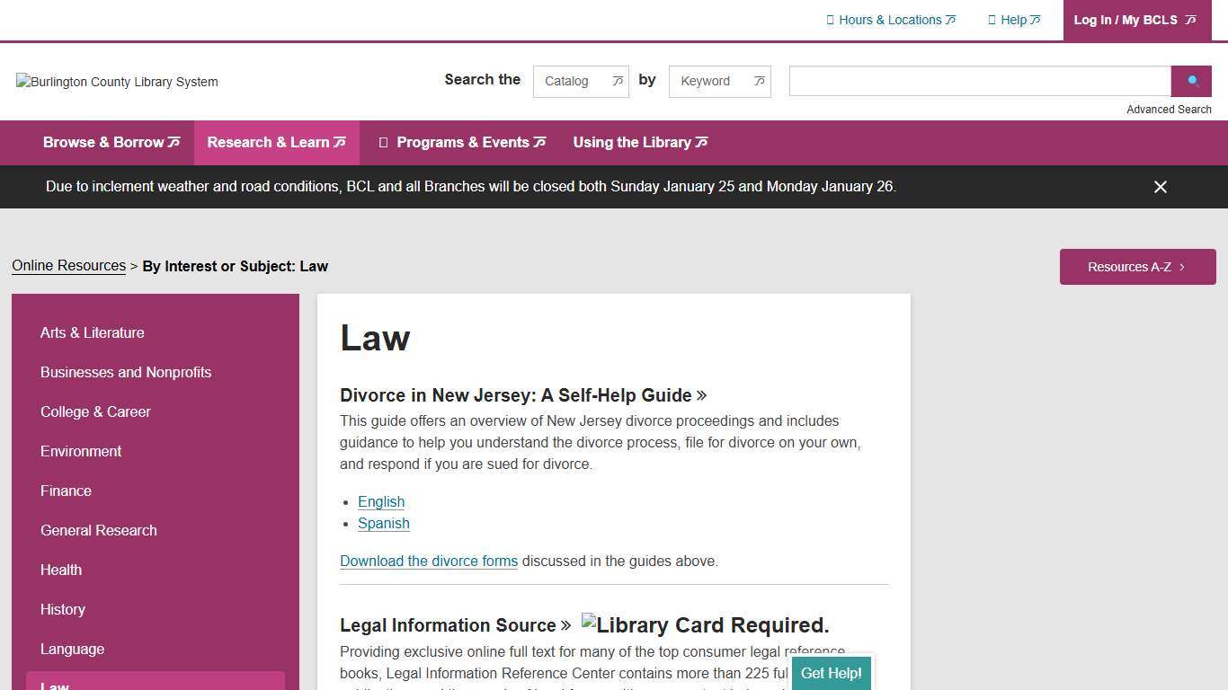 Law Burlington County Library System