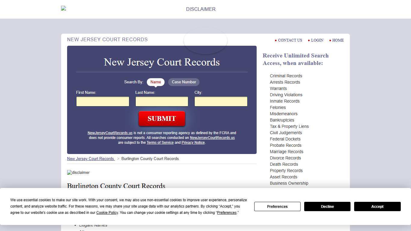 Burlington County Court Records NewJerseyCourtRecords.us